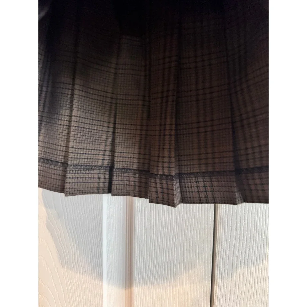 Vintage Tracy Evans Womens Brown Plaid Pleated Mini Skirt SZ 11 Heritage Preppy - Picture 9 of 10